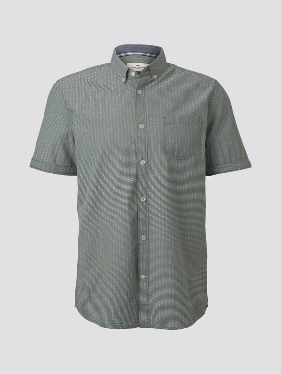 Strukturiertes Kurzarmhemd mit Streifen - Männer - olive white dobby stripe Strukturiertes Kurzarmhemd mit Streifen - Männer - olive white dobby stripe - 7 - TOM TAILOR