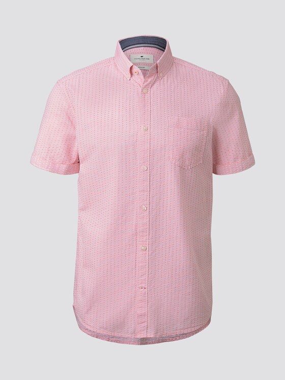 Strukturiertes Kurzarmhemd mit Streifen - Männer - red white dobby stripe Strukturiertes Kurzarmhemd mit Streifen - Männer - red white dobby stripe - 7 - TOM TAILOR