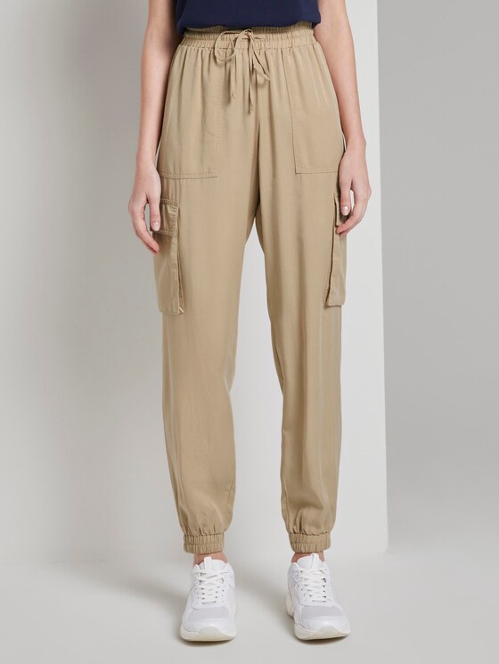 Weiche Cargo-Hose im Utility-Look - Frauen - dark beige Weiche Cargo-Hose im Utility-Look - Frauen - dark beige - 1 - TOM TAILOR Denim