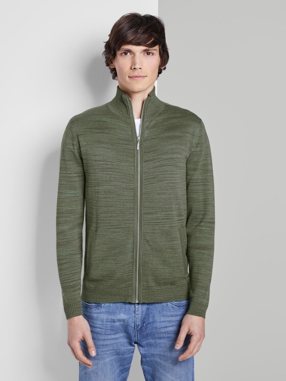 Feine Strickjacke - Männer - pale green olive heather yarn Feine Strickjacke - Männer - pale green olive heather yarn - 1 - TOM TAILOR