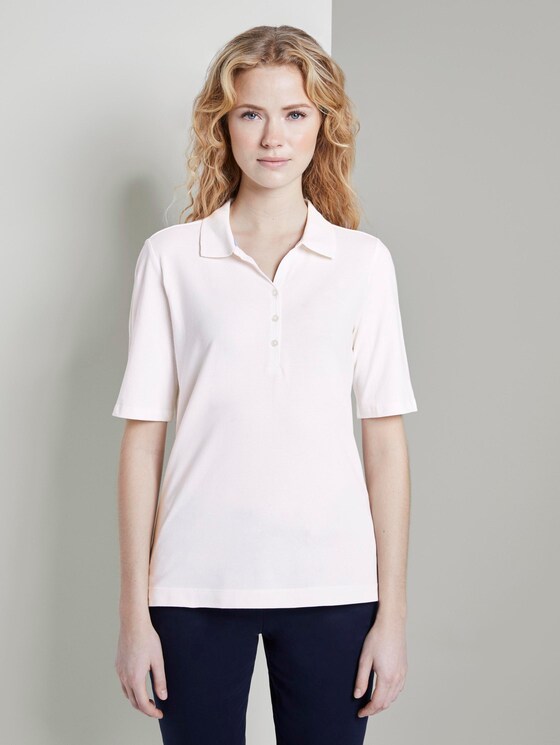 Polo shirt with a long button tab - Women - Whisper White Polo shirt with a long button tab - Women - Whisper White - 1 - TOM TAILOR