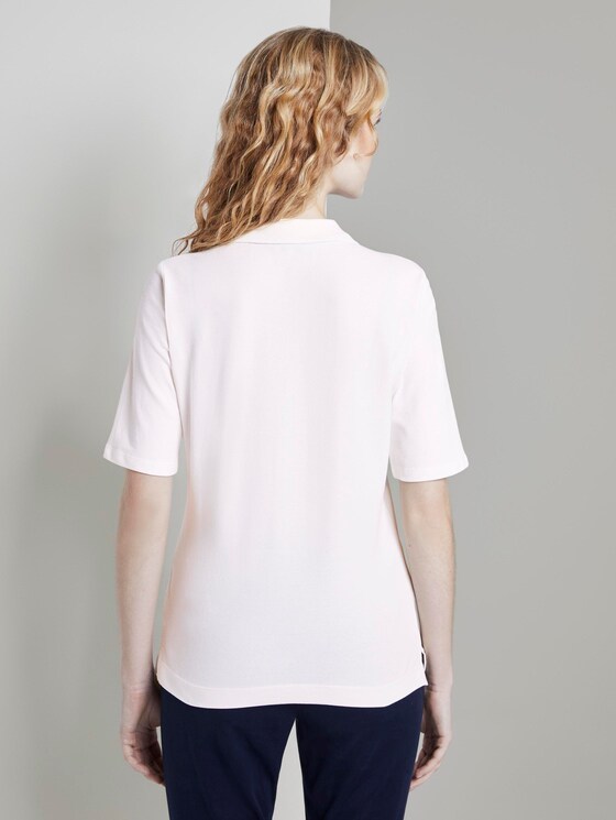 Polo shirt with a long button tab - Women - Whisper White Polo shirt with a long button tab - Women - Whisper White - 2 - TOM TAILOR