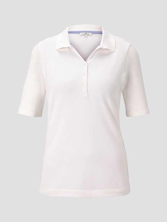 Polo shirt with a long button tab - Women - Whisper White Polo shirt with a long button tab - Women - Whisper White - 7 - TOM TAILOR