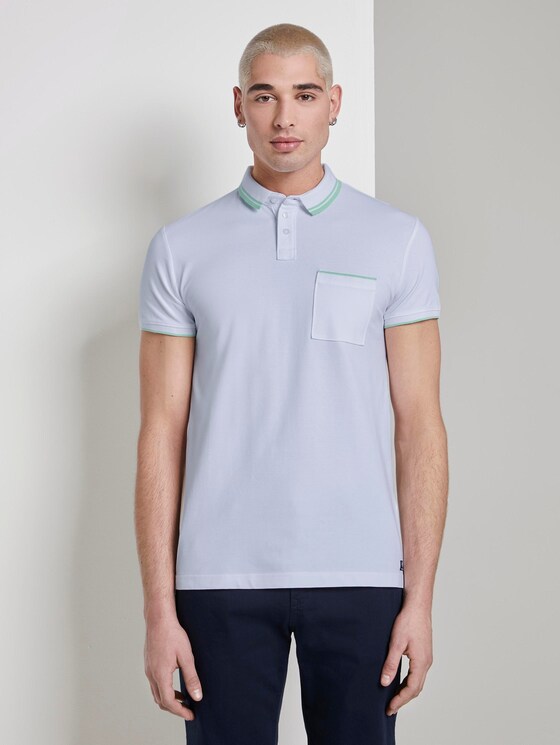 Poloshirt mit Kontraststreifen - Männer - White Poloshirt mit Kontraststreifen - Männer - White - 1 - TOM TAILOR Denim