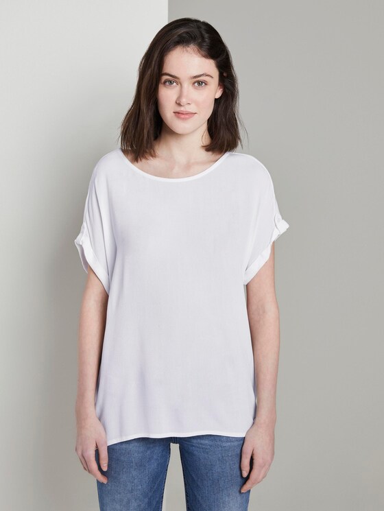 Blouse top with turn-ups - Women - Off White Blouse top with turn-ups - Women - Off White - 1 - TOM TAILOR Denim