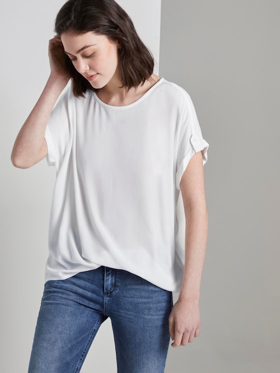 Blouse top with turn-ups - Women - Off White Blouse top with turn-ups - Women - Off White - 5 - TOM TAILOR Denim