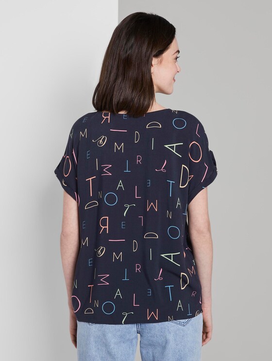 Blusenshirt mit Turn-Ups - Frauen - navy letter print Blusenshirt mit Turn-Ups - Frauen - navy letter print - 2 - TOM TAILOR Denim