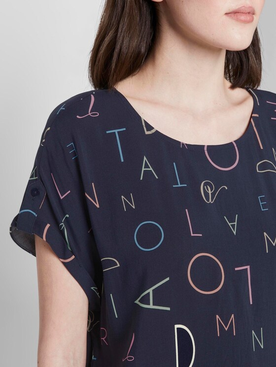Blusenshirt mit Turn-Ups - Frauen - navy letter print Blusenshirt mit Turn-Ups - Frauen - navy letter print - 9 - TOM TAILOR Denim