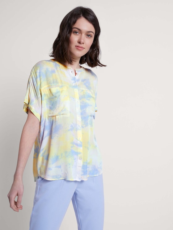 Short Sleeved Blouse Shirt In A Batik Look From Tom Tailor Denim