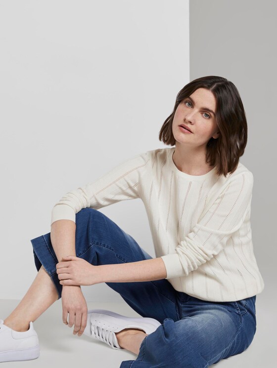 Strukturierter Strickpullover - Frauen - Whisper White Strukturierter Strickpullover - Frauen - Whisper White - 5 - TOM TAILOR