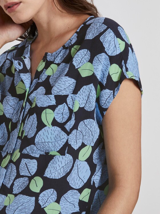 Bluse mit Alloverprint - Frauen - navy leaves design Bluse mit Alloverprint - Frauen - navy leaves design - 9 - Mine to five