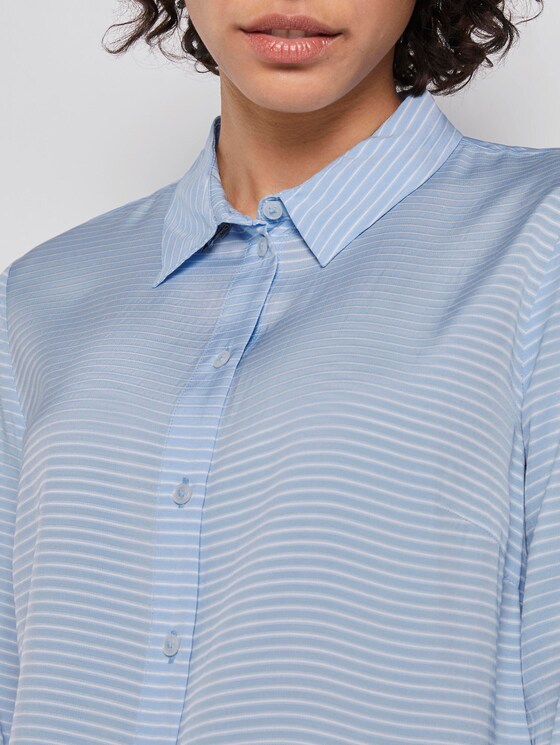 Gestreifte Double-Layer Bluse - Frauen - Soft Charming Blue Gestreifte Double-Layer Bluse - Frauen - Soft Charming Blue - 10 - Mine to five