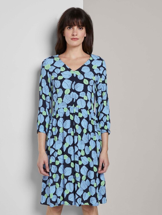 Jurk met all-over print - - navy leaves design Jurk met all-over print - - navy leaves design - 1 - Mine to five