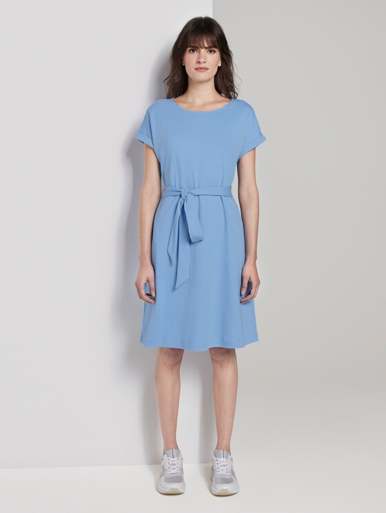 Dress with a tie belt - - Soft Charming Blue Dress with a tie belt - - Soft Charming Blue - 1 - Mine to five
