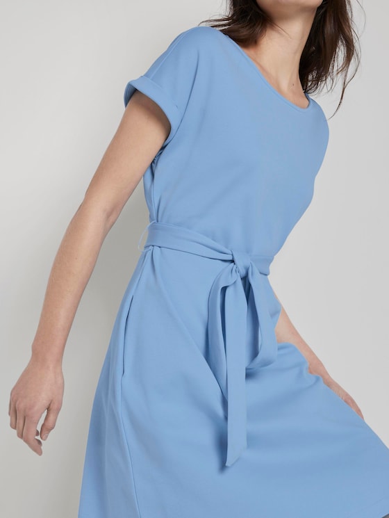 Dress with a tie belt - - Soft Charming Blue Dress with a tie belt - - Soft Charming Blue - 10 - Mine to five