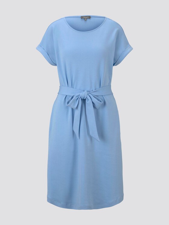 Dress with a tie belt - - Soft Charming Blue Dress with a tie belt - - Soft Charming Blue - 7 - Mine to five