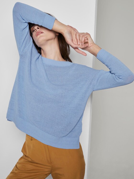 Schlichter Strickpullover - Frauen - Soft Charming Blue Schlichter Strickpullover - Frauen - Soft Charming Blue - 5 - Mine to five