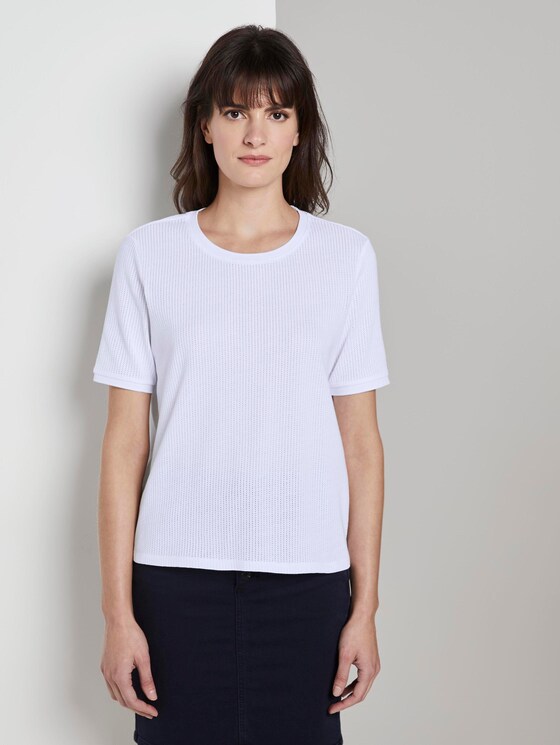 T-Shirt mit Struktur - Frauen - White T-Shirt mit Struktur - Frauen - White - 1 - Mine to five