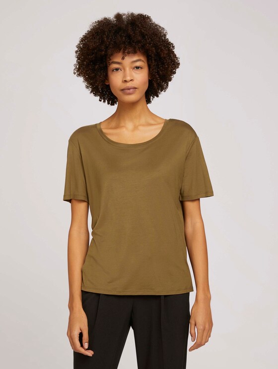 Simple T-shirt made of Lyocell - Women - Military Olive Green Simple T-shirt made of Lyocell - Women - Military Olive Green - 1 - Mine to five