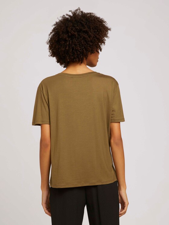 Simple T-shirt made of Lyocell - Women - Military Olive Green Simple T-shirt made of Lyocell - Women - Military Olive Green - 2 - Mine to five