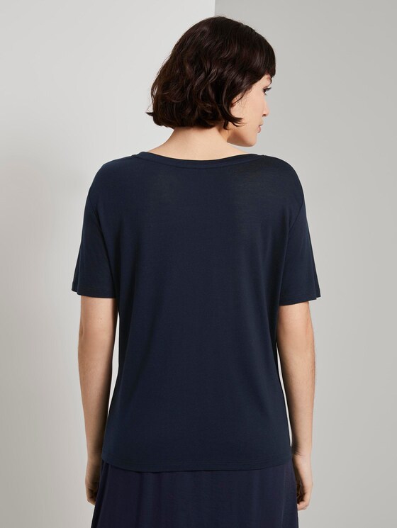Schlichtes T-Shirt aus Lyocell - Frauen - Sky Captain Blue Schlichtes T-Shirt aus Lyocell - Frauen - Sky Captain Blue - 2 - Mine to five