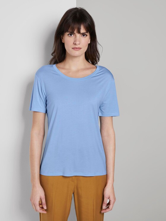 Schlichtes T-Shirt aus Lyocell - Frauen - Soft Charming Blue Schlichtes T-Shirt aus Lyocell - Frauen - Soft Charming Blue - 1 - Mine to five