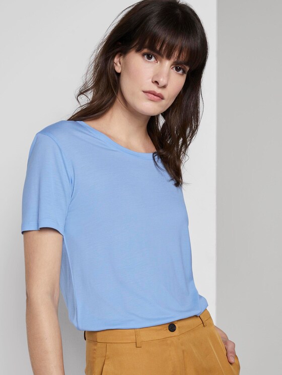 Schlichtes T-Shirt aus Lyocell - Frauen - Soft Charming Blue Schlichtes T-Shirt aus Lyocell - Frauen - Soft Charming Blue - 5 - Mine to five