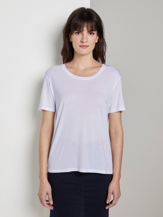 Schlichtes T-Shirt aus Lyocell - Frauen - White Schlichtes T-Shirt aus Lyocell - Frauen - White - 1 - Mine to five