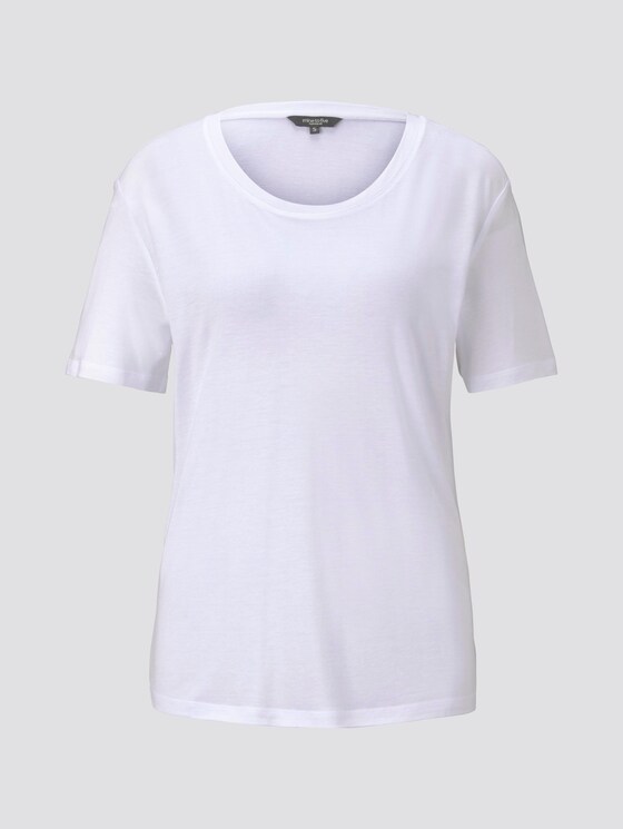 Schlichtes T-Shirt aus Lyocell - Frauen - White Schlichtes T-Shirt aus Lyocell - Frauen - White - 7 - Mine to five