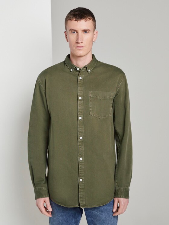 Hemd mit Brusttasche - Männer - faded moss green Hemd mit Brusttasche - Männer - faded moss green - 1 - TOM TAILOR Denim