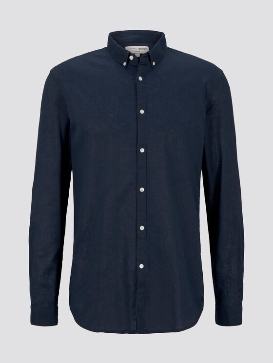Strukturiertes Hemd aus Leinengemisch - Männer - sky-captain blue melange Strukturiertes Hemd aus Leinengemisch - Männer - sky-captain blue melange - 7 - TOM TAILOR Denim