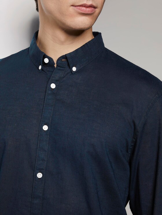 Strukturiertes Hemd aus Leinengemisch - Männer - sky-captain blue melange Strukturiertes Hemd aus Leinengemisch - Männer - sky-captain blue melange - 9 - TOM TAILOR Denim