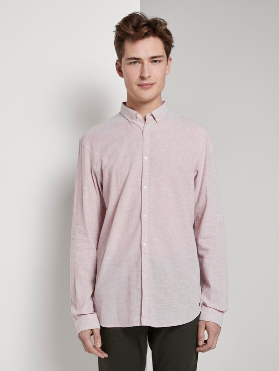Strukturiertes Hemd aus Leinengemisch - Männer - Fog Beige Strukturiertes Hemd aus Leinengemisch - Männer - Fog Beige - 1 - TOM TAILOR Denim