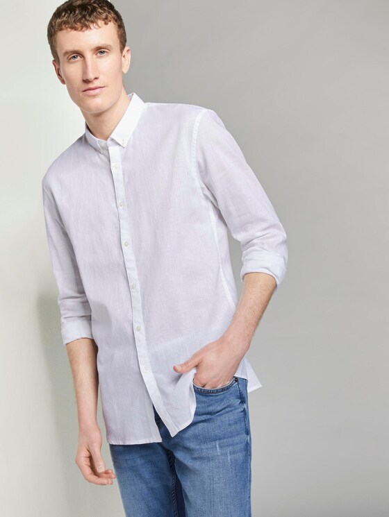 Strukturiertes Hemd aus Leinengemisch - Männer - offwhite Strukturiertes Hemd aus Leinengemisch - Männer - offwhite - 5 - TOM TAILOR Denim