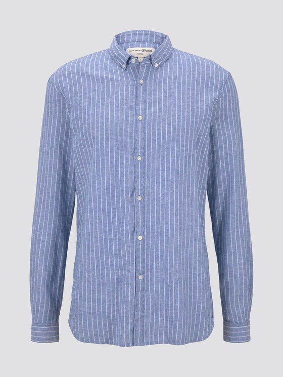 Strukturiertes Hemd aus Leinengemisch - Männer - blue white linen stripe Strukturiertes Hemd aus Leinengemisch - Männer - blue white linen stripe - 7 - TOM TAILOR Denim