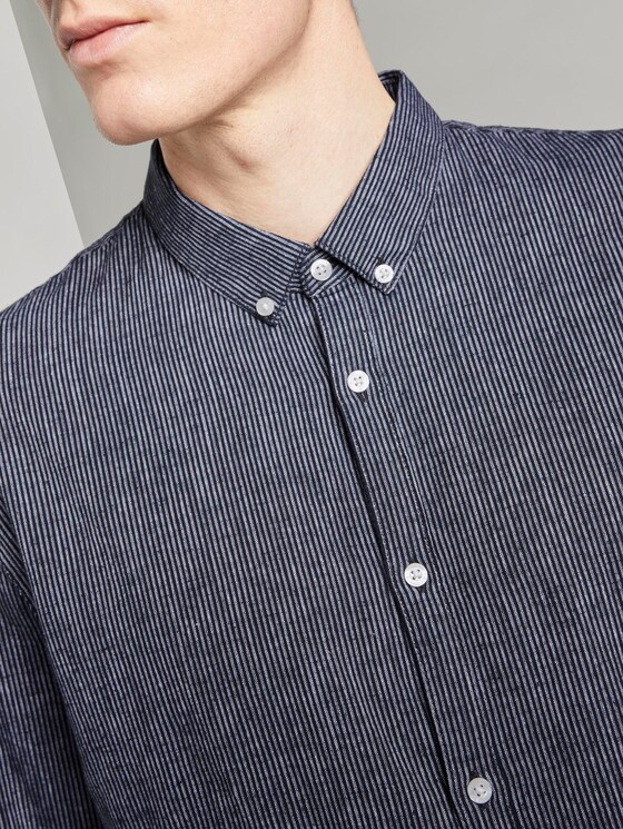 Strukturiertes Hemd aus Leinengemisch - Männer - navy white fineliner stripe Strukturiertes Hemd aus Leinengemisch - Männer - navy white fineliner stripe - 9 - TOM TAILOR Denim