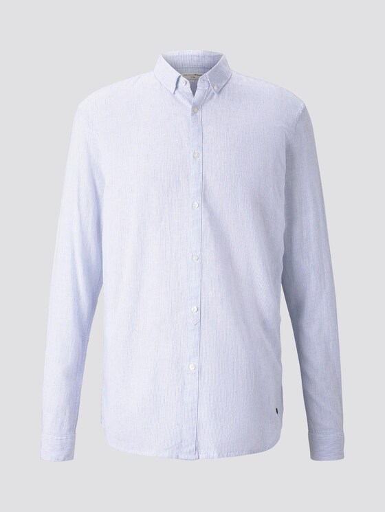Strukturiertes Hemd aus Leinengemisch - Männer - blue white fine linen stripe Strukturiertes Hemd aus Leinengemisch - Männer - blue white fine linen stripe - 7 - TOM TAILOR Denim