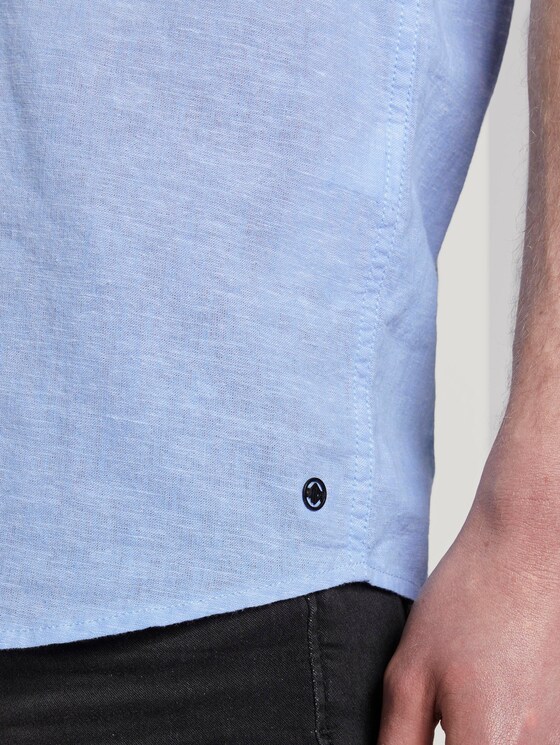Kurzarmhemd mit Mao-Kragen aus Leinengemisch - Männer - Light Blue Kurzarmhemd mit Mao-Kragen aus Leinengemisch - Männer - Light Blue - 10 - TOM TAILOR Denim