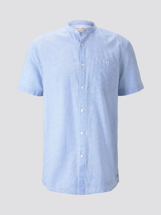 Kurzarmhemd mit Mao-Kragen aus Leinengemisch - Männer - Light Blue Kurzarmhemd mit Mao-Kragen aus Leinengemisch - Männer - Light Blue - 7 - TOM TAILOR Denim