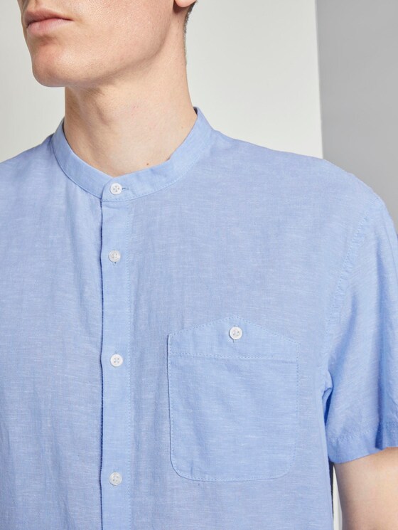 Kurzarmhemd mit Mao-Kragen aus Leinengemisch - Männer - Light Blue Kurzarmhemd mit Mao-Kragen aus Leinengemisch - Männer - Light Blue - 9 - TOM TAILOR Denim