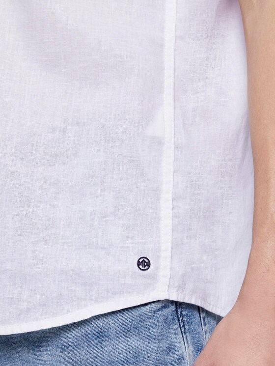 Kurzarmhemd mit Mao-Kragen aus Leinengemisch - Männer - White Kurzarmhemd mit Mao-Kragen aus Leinengemisch - Männer - White - 10 - TOM TAILOR Denim