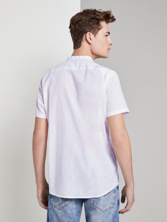 Kurzarmhemd mit Mao-Kragen aus Leinengemisch - Männer - White Kurzarmhemd mit Mao-Kragen aus Leinengemisch - Männer - White - 2 - TOM TAILOR Denim