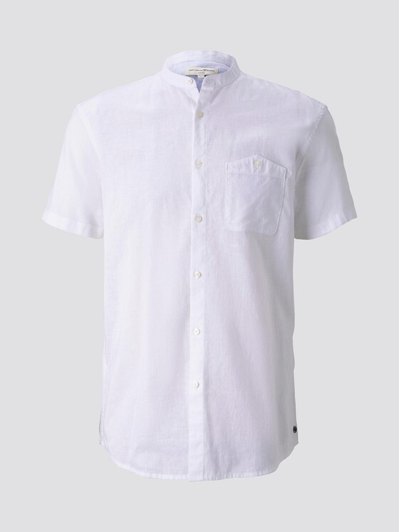 Kurzarmhemd mit Mao-Kragen aus Leinengemisch - Männer - White Kurzarmhemd mit Mao-Kragen aus Leinengemisch - Männer - White - 7 - TOM TAILOR Denim