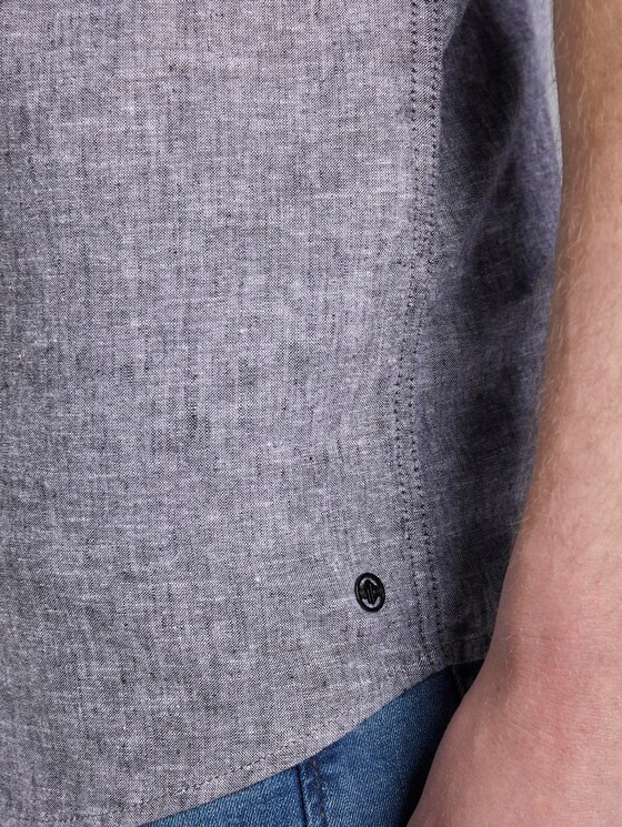 Kurzarmhemd mit Mao-Kragen aus Leinengemisch - Männer - Black Kurzarmhemd mit Mao-Kragen aus Leinengemisch - Männer - Black - 10 - TOM TAILOR Denim