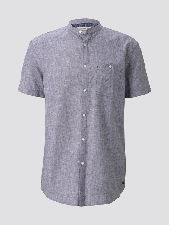 Kurzarmhemd mit Mao-Kragen aus Leinengemisch - Männer - Black Kurzarmhemd mit Mao-Kragen aus Leinengemisch - Männer - Black - 7 - TOM TAILOR Denim