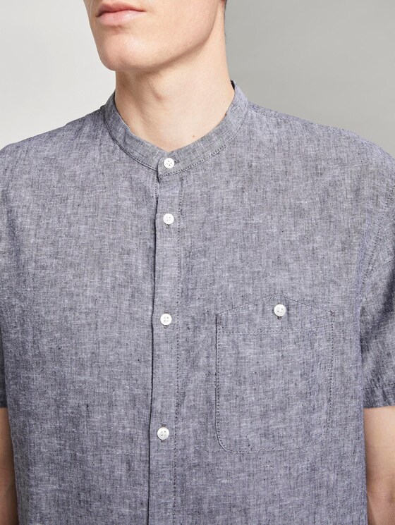 Kurzarmhemd mit Mao-Kragen aus Leinengemisch - Männer - Black Kurzarmhemd mit Mao-Kragen aus Leinengemisch - Männer - Black - 9 - TOM TAILOR Denim