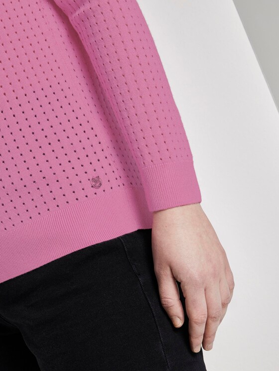 Basic Pullover mit Netzstruktur - Frauen - bright pink Basic Pullover mit Netzstruktur - Frauen - bright pink - 10 - TOM TAILOR Denim