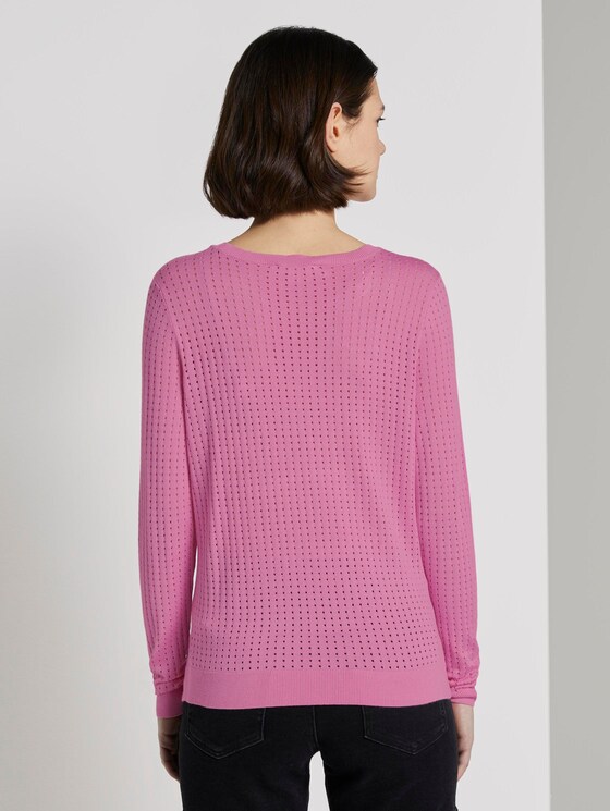 Basic Pullover mit Netzstruktur - Frauen - bright pink Basic Pullover mit Netzstruktur - Frauen - bright pink - 2 - TOM TAILOR Denim