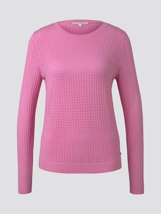 Basic Pullover mit Netzstruktur - Frauen - bright pink Basic Pullover mit Netzstruktur - Frauen - bright pink - 7 - TOM TAILOR Denim