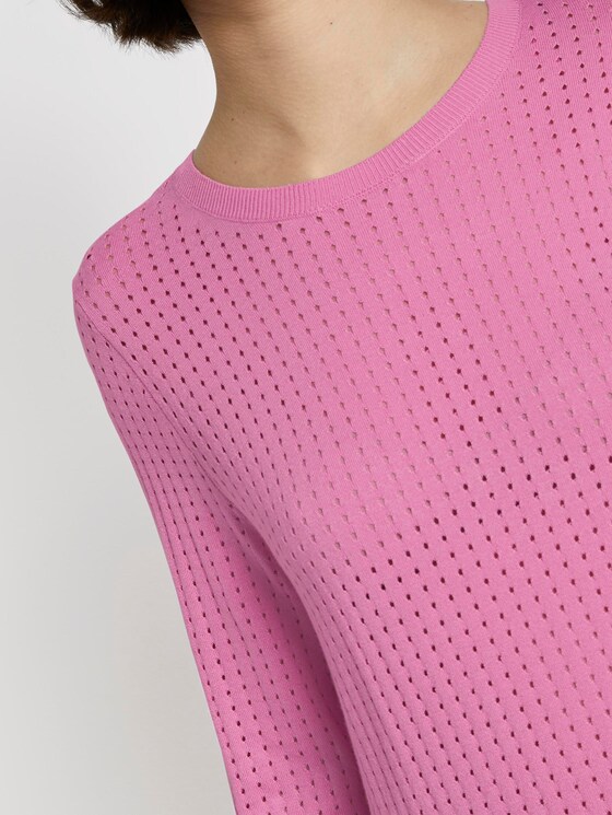Basic Pullover mit Netzstruktur - Frauen - bright pink Basic Pullover mit Netzstruktur - Frauen - bright pink - 9 - TOM TAILOR Denim